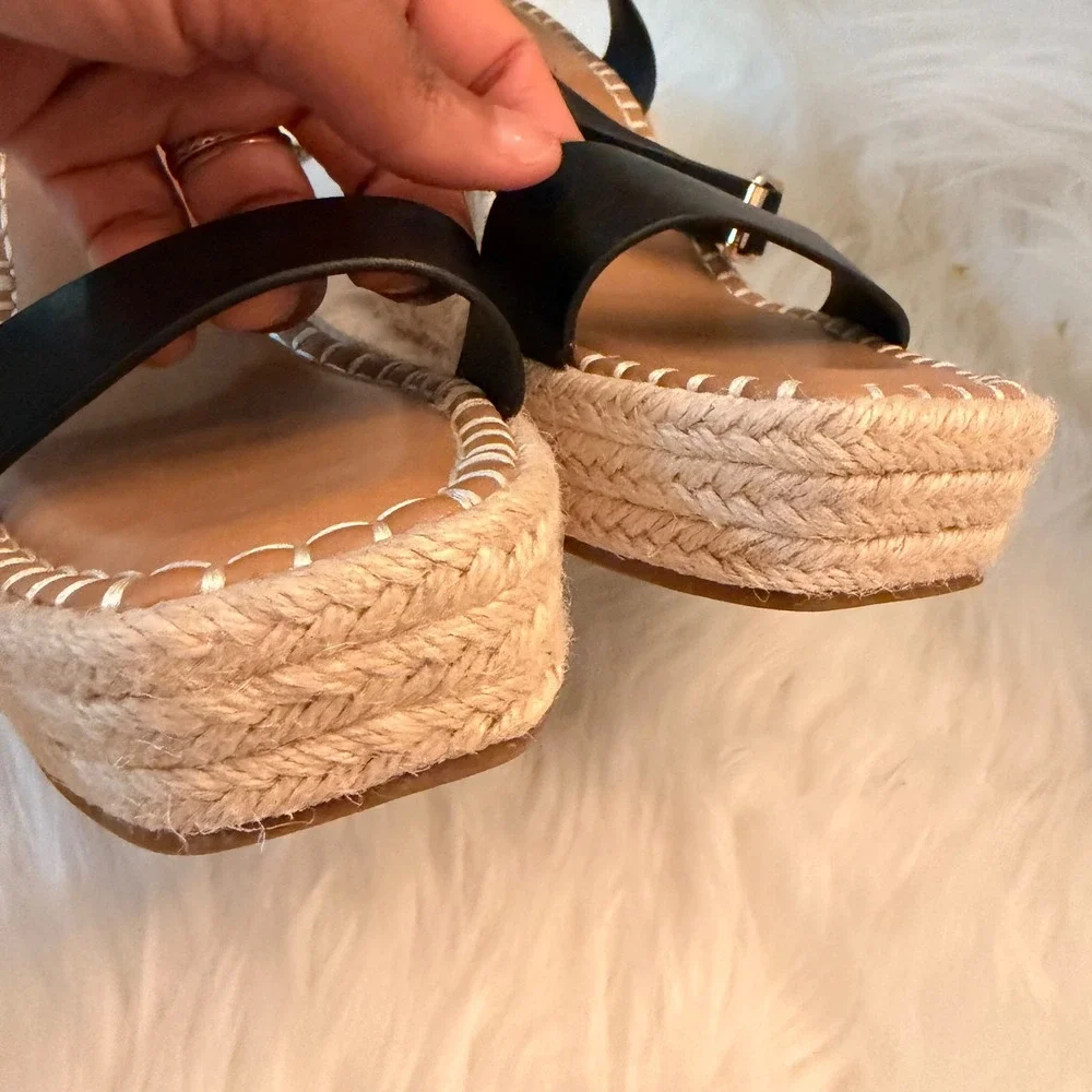 Dream Pairs Espadrille Wedge Sandals Women 9 Black  Platform Summer Shoes
